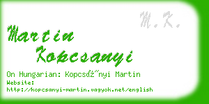 martin kopcsanyi business card